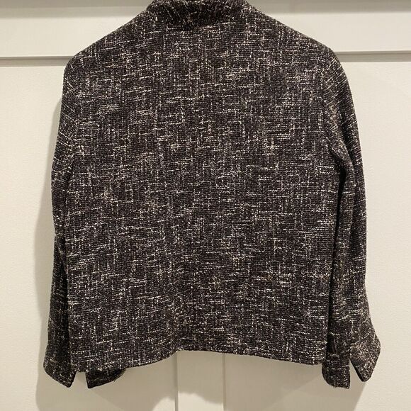 Talbots Tweed Blazer Women’s 8 Black Classic Preppy Suit Jacket Grosgrain Trim - Picture 8 of 14